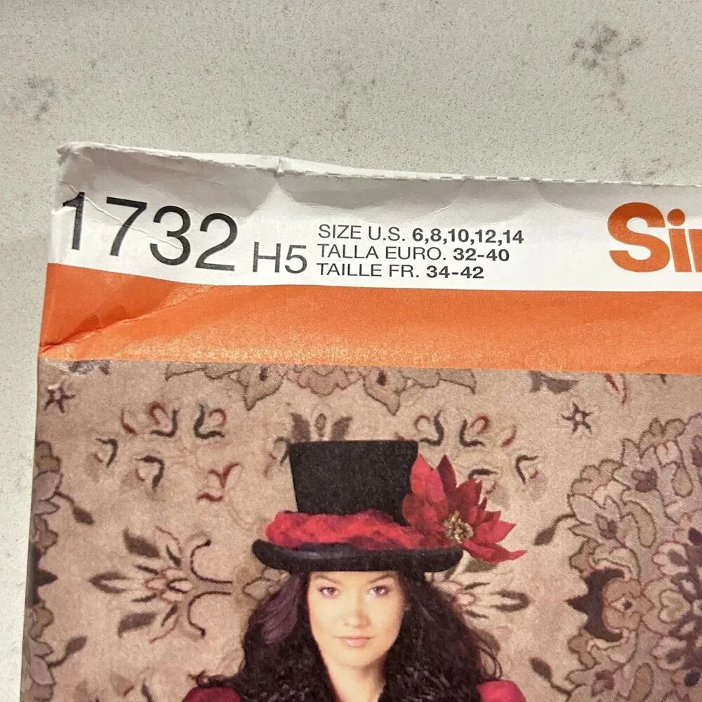 Simplicity Sewing Pattern 1732 Steampunk Victorian Jacket Costume Cosplay 6-14